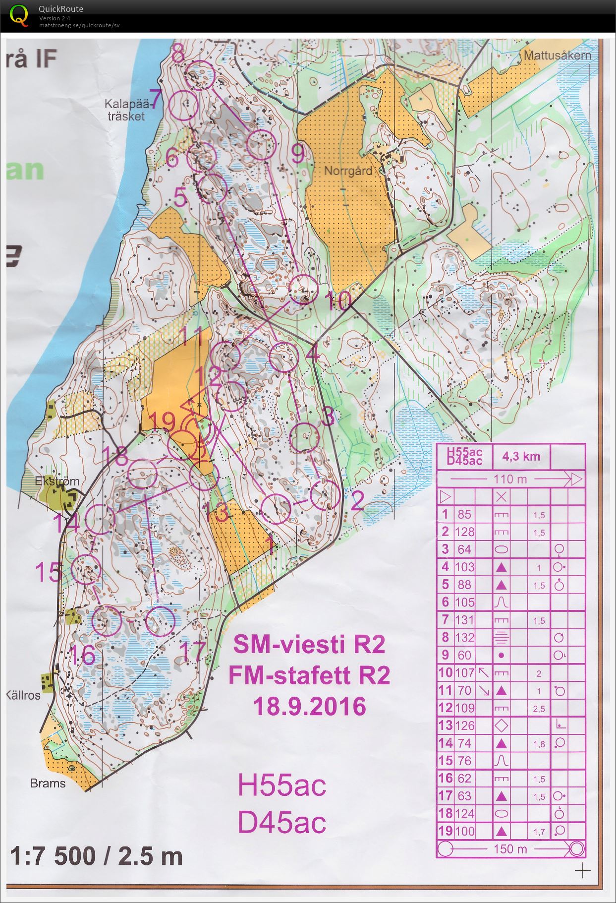 FM-stafett R2, D45, 1:a sträckan (18.09.2016)