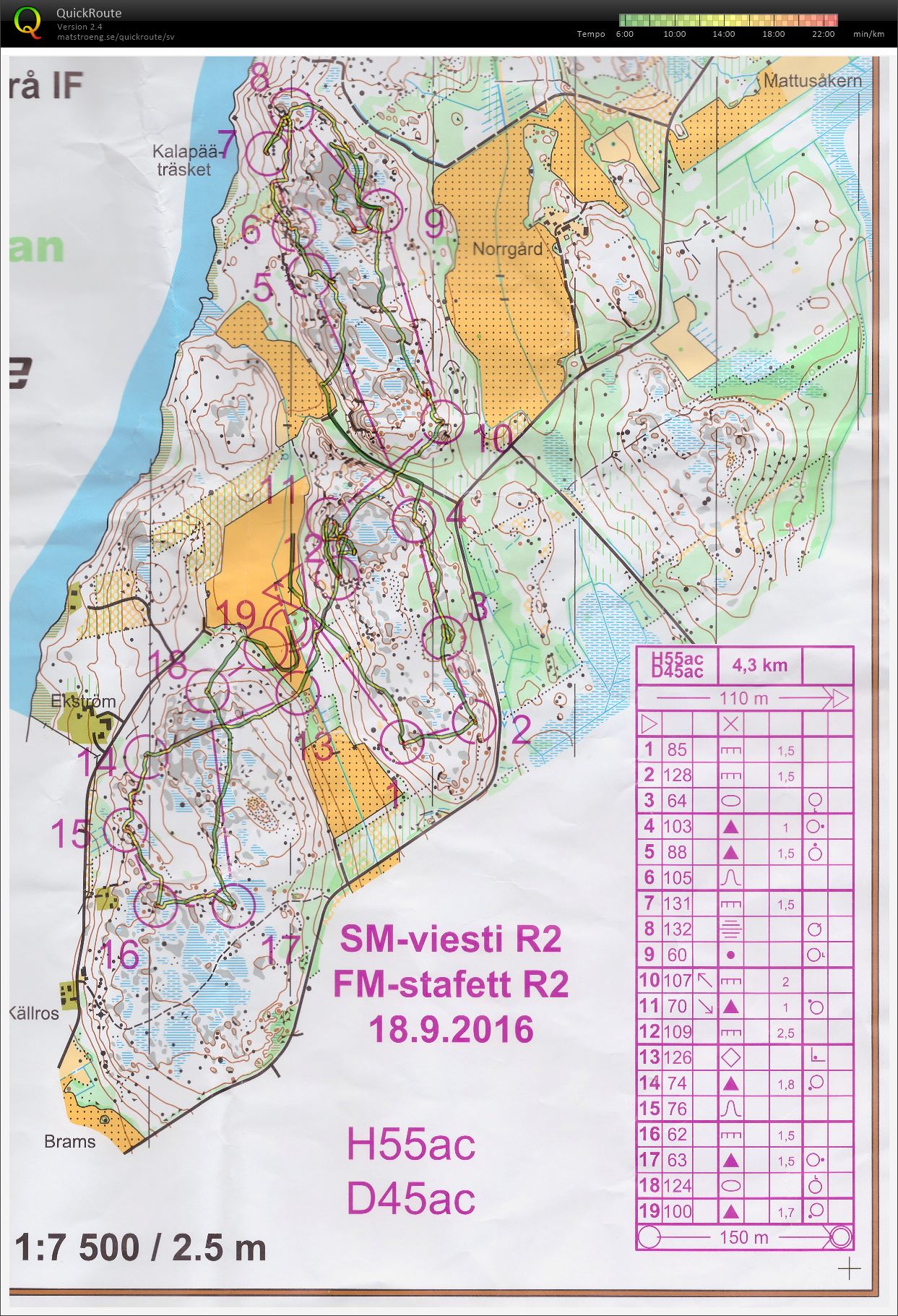 FM-stafett R2, D45, 1:a sträckan (18/09/2016)